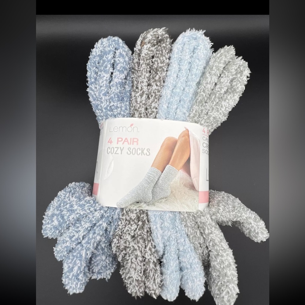 LEMON Women's Cozy Soft Casual Crew Fuzzy Socks 4 Pairs NWT Gift Fall Winter